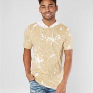 Men's Beige Tie-Dye Hoodie T-Shirt